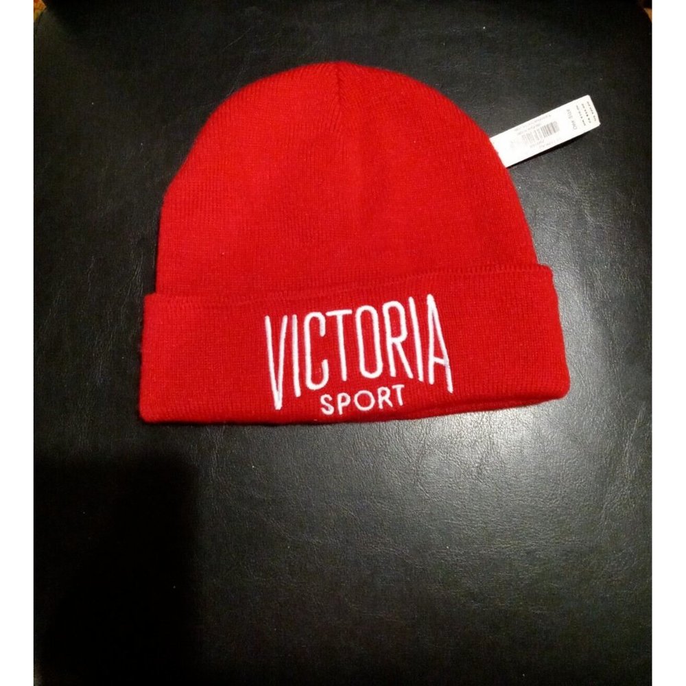 VICTORIA'S SECRET VICTORIA SPORT RED BEANIE HAT NEW WITH TAGS ONE SIZE - Picture 3 of 8